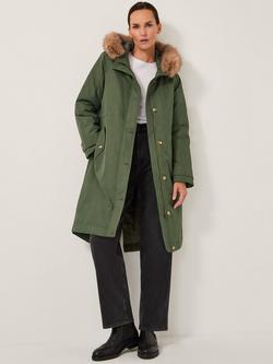Monsoon Paula Faux Fur Parka Coat, Khaki, Khaki