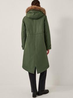 Monsoon Paula Faux Fur Parka Coat, Khaki - view 2, Khaki