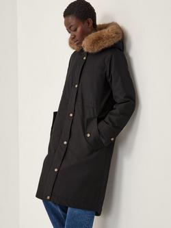 Monsoon Paula Faux Fur Trim Parka, Black, Black