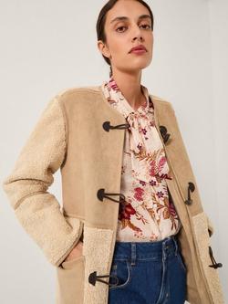 Monsoon Teri Borg Duffel Jacket, Stone, Stone