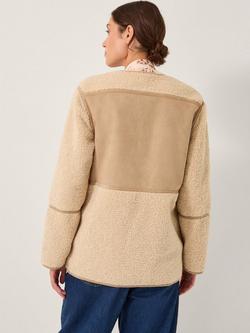 Monsoon Teri Borg Duffel Jacket, Stone - view 2, Stone