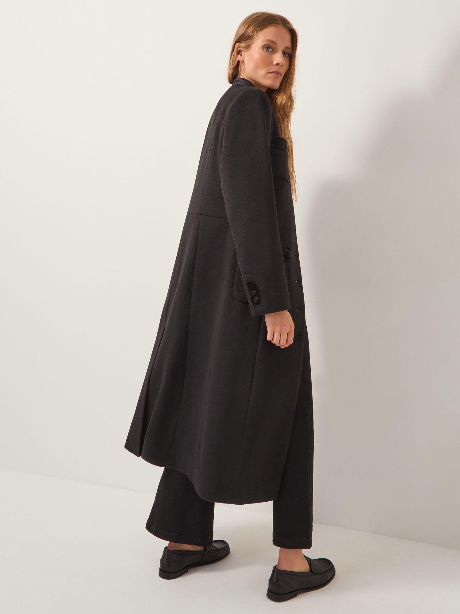 Product image 2 of 5, which shows Monsoon Viv Velvet Trim Coat, Black, 12