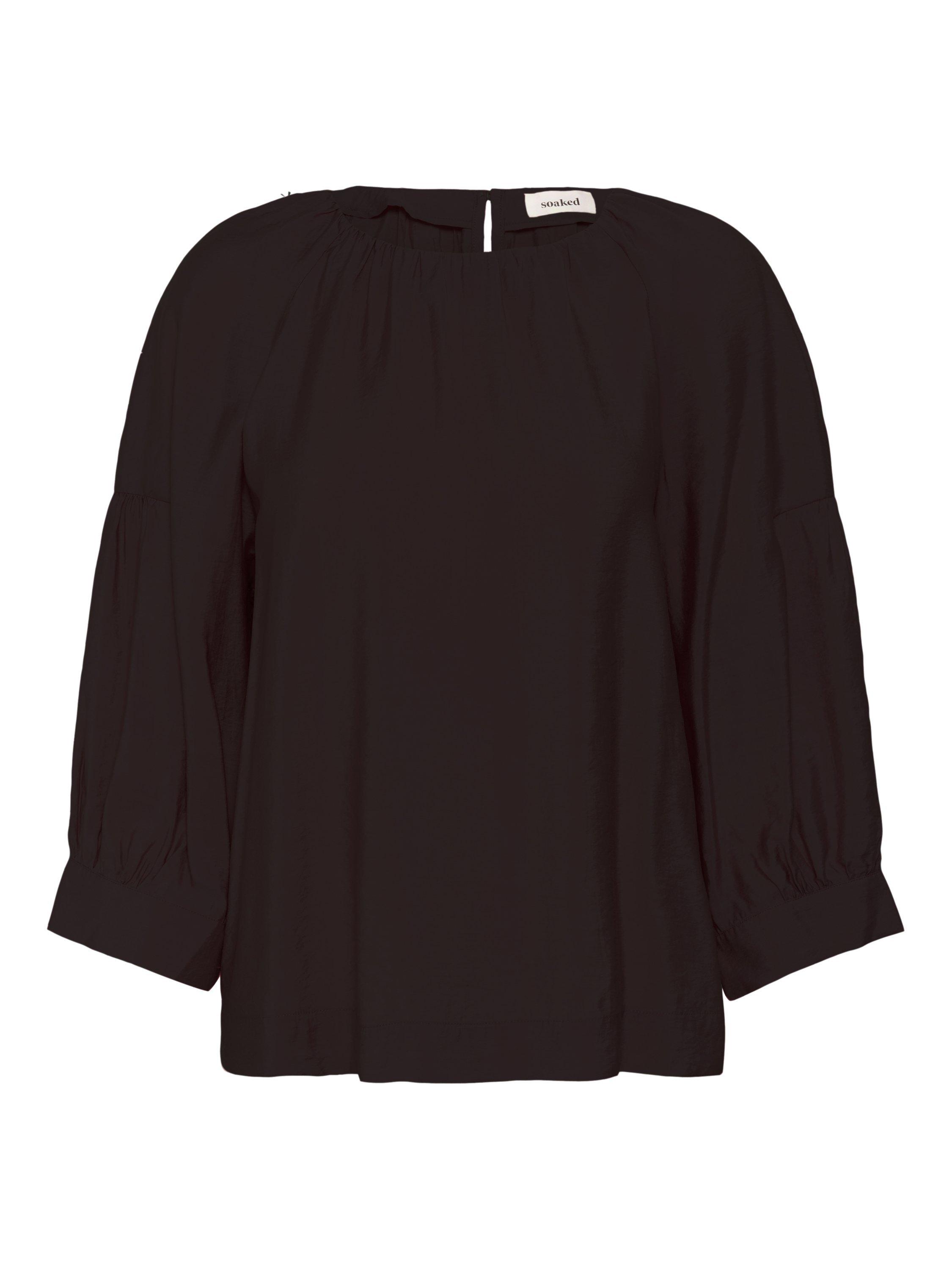 Product image 1 of 2, which shows Soaked In Luxury Leodora Round Neck Top, Black, XS
