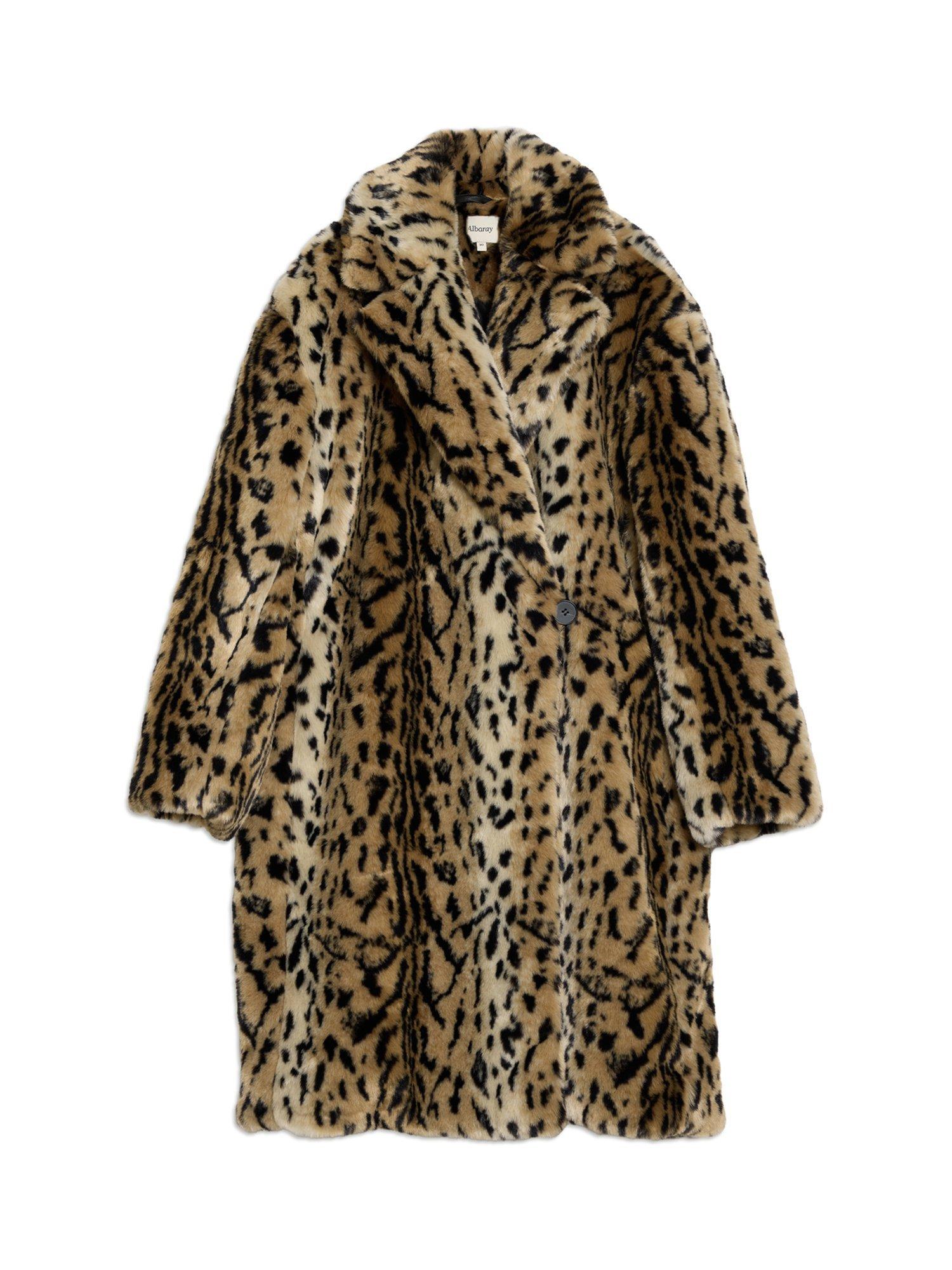Albaray Animal Print Faux Fur Coat, Brown/Multi