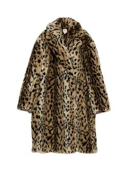 Albaray Animal Print Faux Fur Coat, Brown/Multi, Brown/Multi