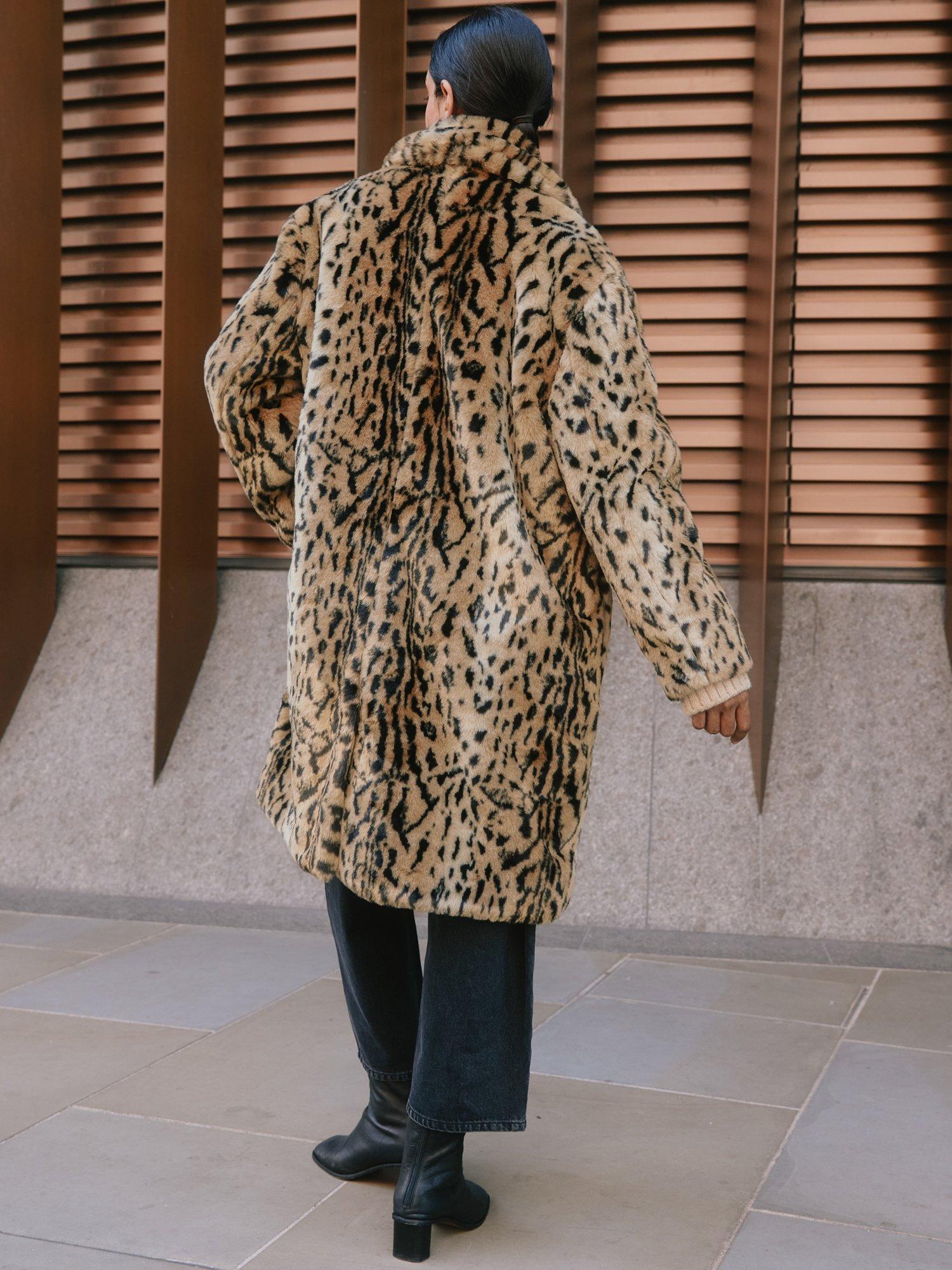 Albaray Animal Print Faux Fur Coat, Brown/Multi