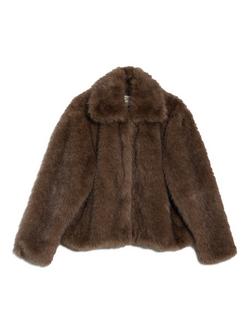 Albaray Collared Faux Fur Jacket, Brown, Brown