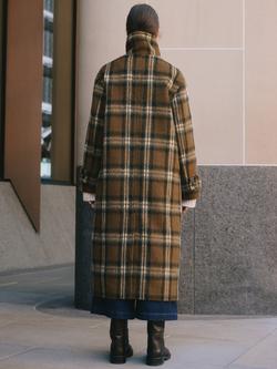 Albaray Check Oversized Coat, Brown - view 2, Brown