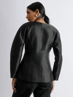 Albaray Crystal Button Cocoon Jacket, Black - view 2, Black