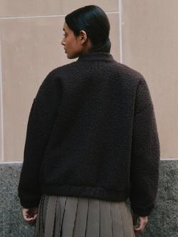 Albaray Curly Bomber Jacket, Chocolate - view 2, Chocolate