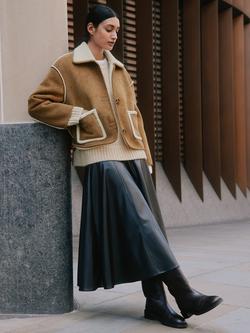 Albaray Borg Collar Faux Sheepskin Jacket, Beige, Beige