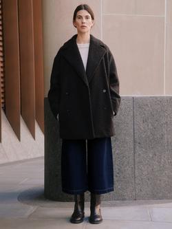 Albaray Curly Double Breasted Coat, Chocolate, Chocolate