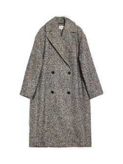 Albaray Herringbone Double Breasted Coat, Grey, Grey