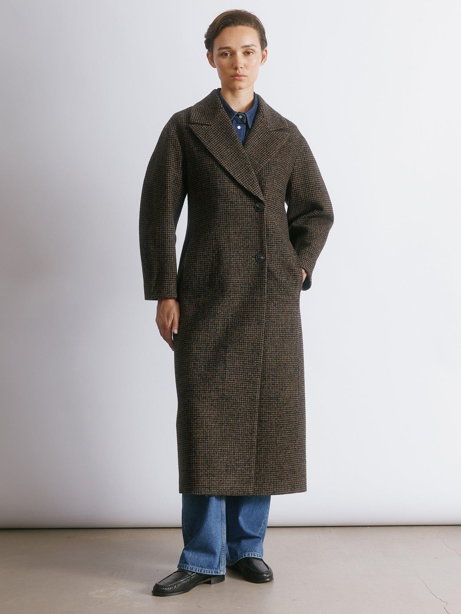 Albaray Wool Blend Tweed Coat, Brown