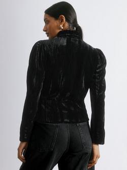 Albaray Cruched Velvet Ruffle Collar Jacket, Black - view 2, Black