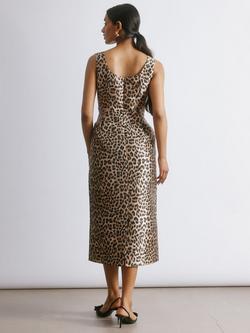 Albaray Animal Print Taffeta Tulip Dress - view 2, Brown/Multi