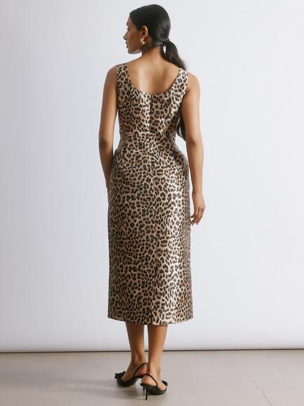 Albaray Animal Print Taffeta Tulip Dress - view 2, Brown/Multi