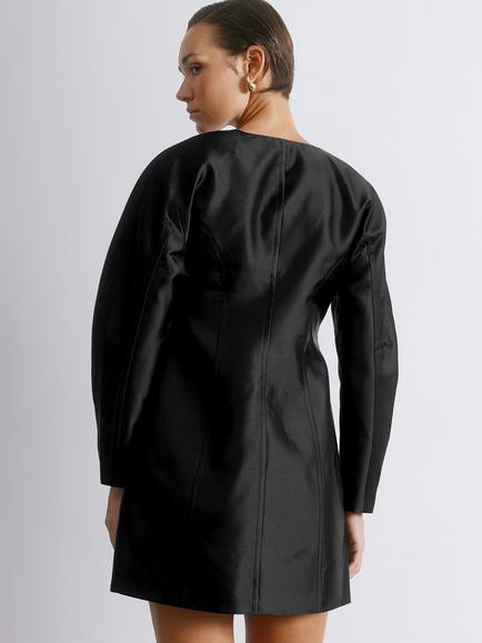 Albaray Crystal Button Cocoon Taffeta Dress, Black - view 2, Black