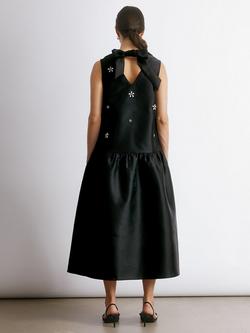 Albaray Crystal Flower Tie Back Dress, Black - view 2, Black