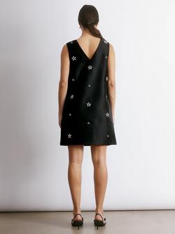 Albaray Crystal Flower Sleeveless Shift Dress, Black - view 2, Black