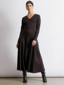 Albaray Long Sleeve Godet Maxi Dress, Chocolate, Chocolate
