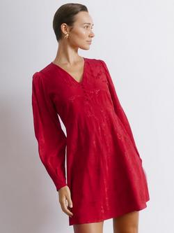 Albaray Jacquard Floral Satin Mini Dress, Red, Red