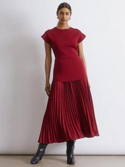 Albaray Knitted Pleat Detail Dress, Red, Red