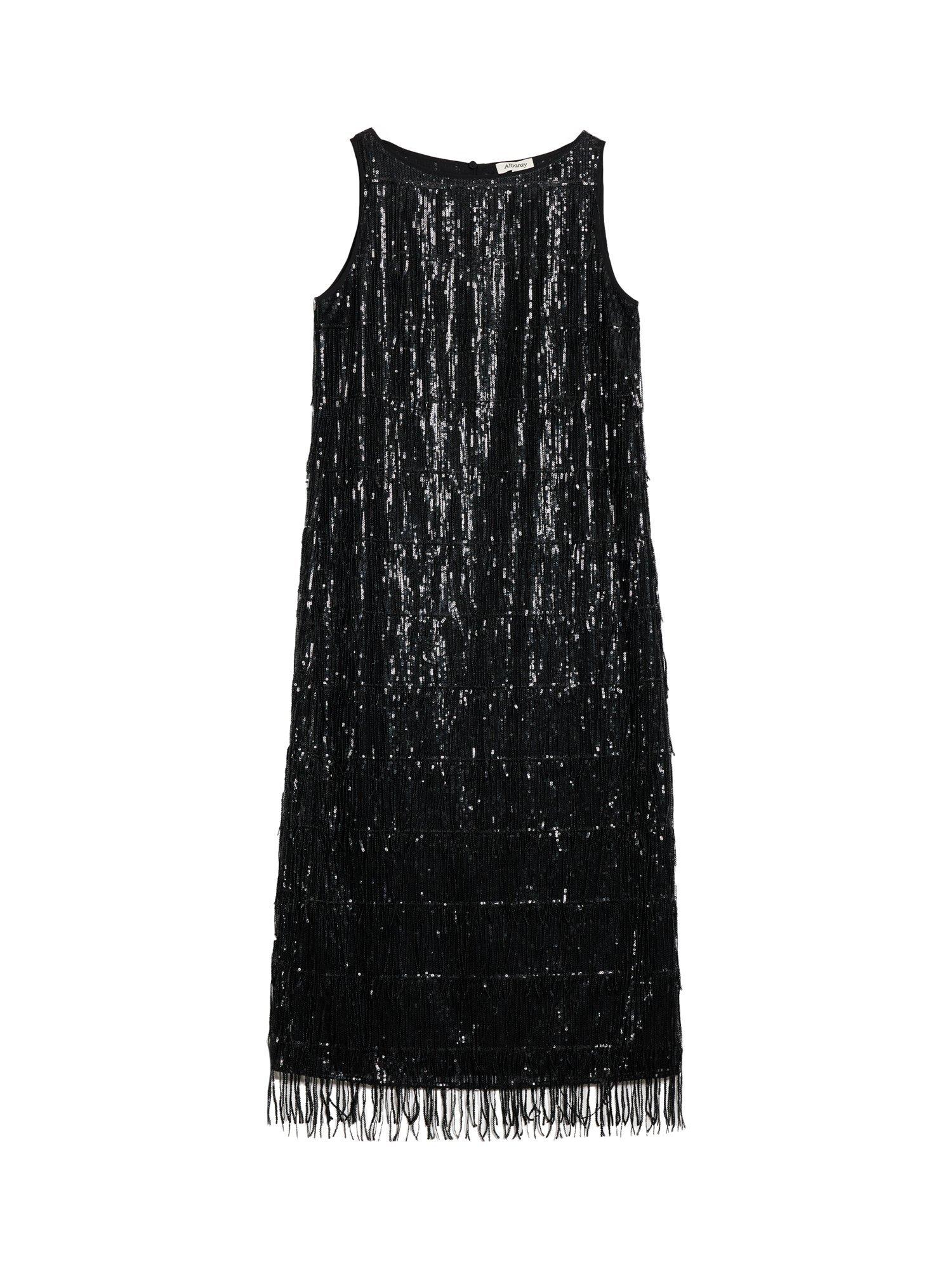 Product image 4 of 6, which shows Albaray Sequin Fringe Midi Dress, Black, 8