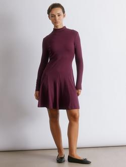 Albaray Long Sleeve Godet Dress, Burgundy, Burgundy