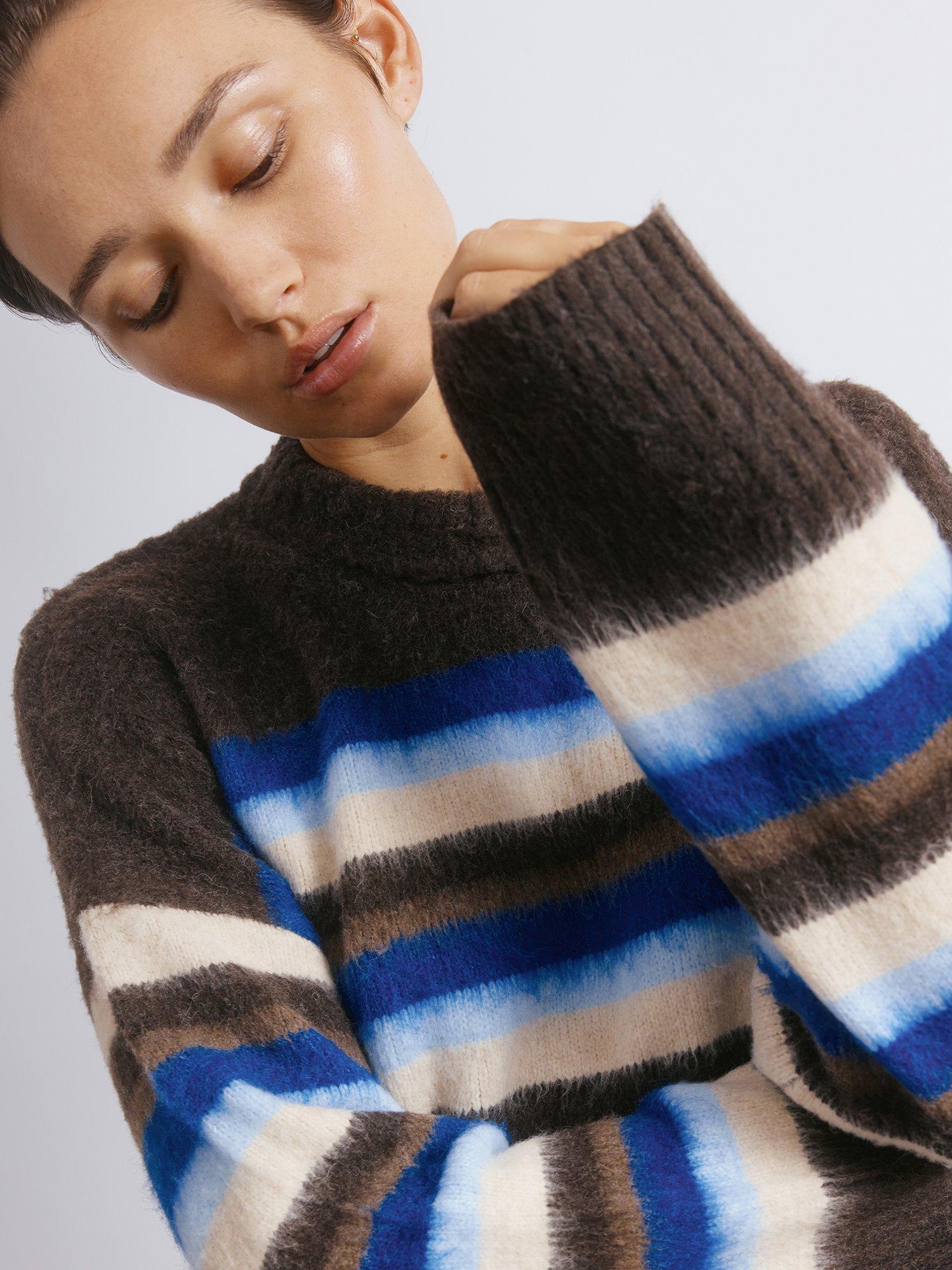 Product image 3 of 4, which shows Albaray Ombre Striped Crew Neck Jumper, Blue, 12