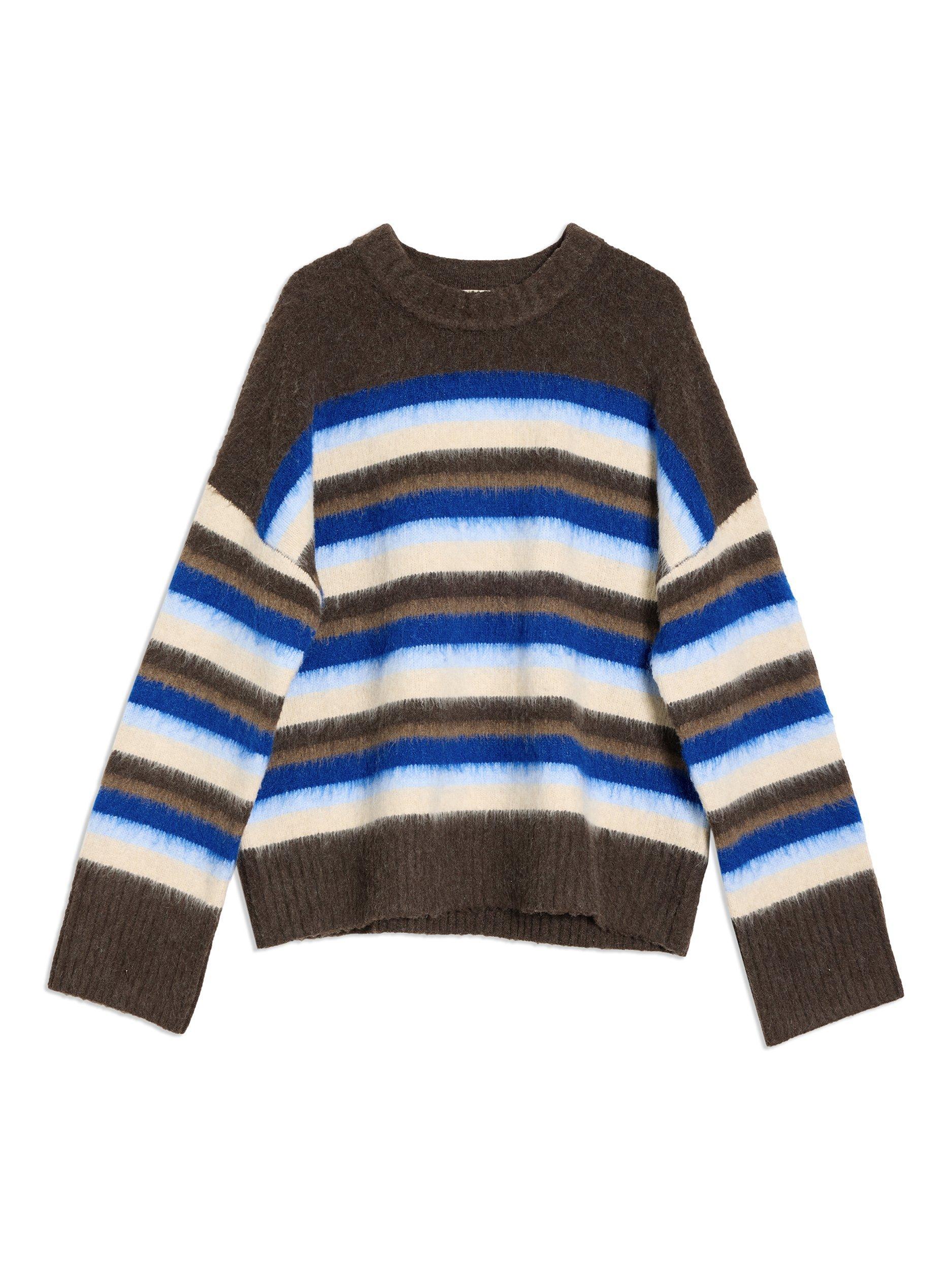 Product image 4 of 4, which shows Albaray Ombre Striped Crew Neck Jumper, Blue, 12