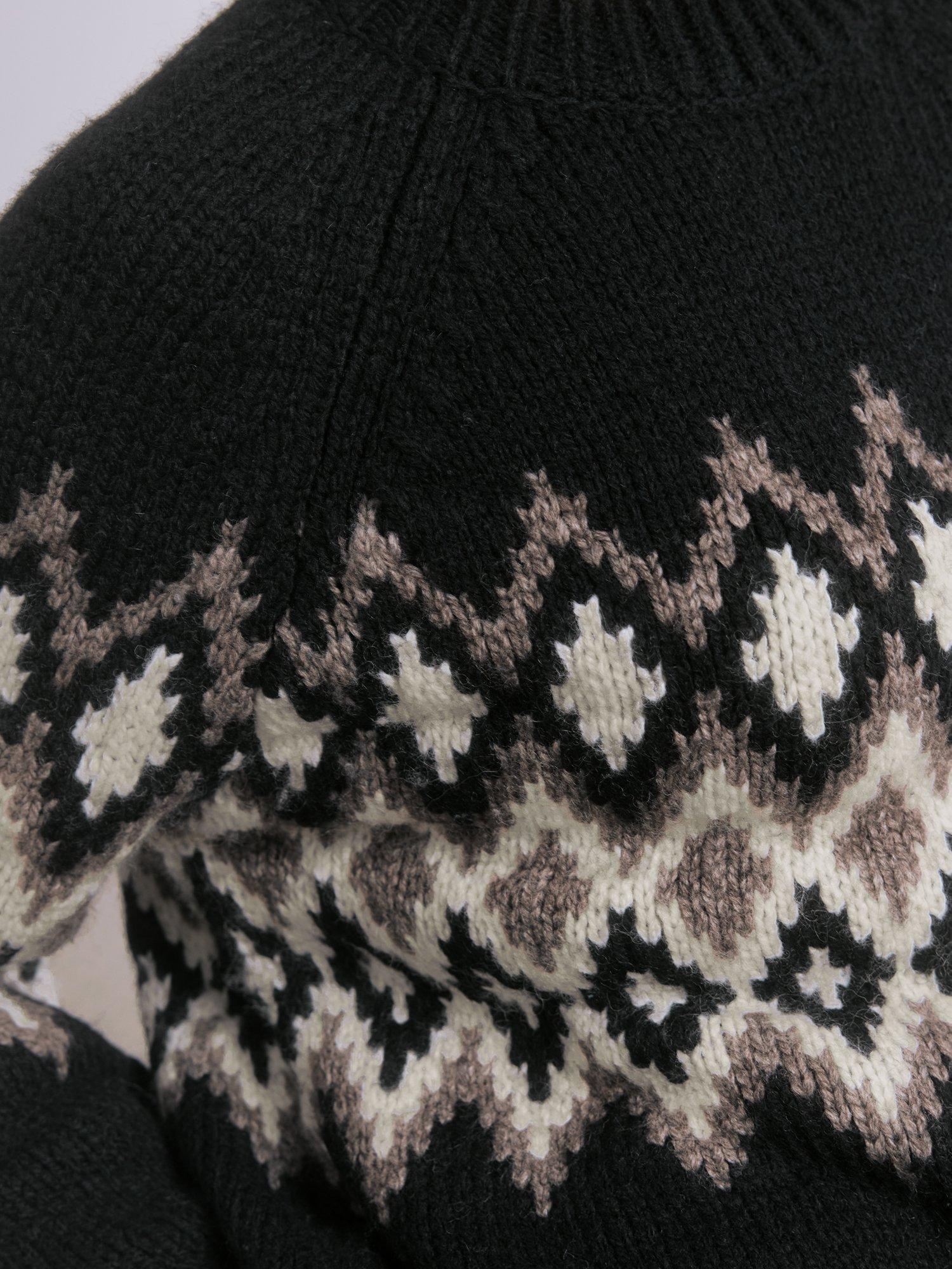 Product image 4 of 5, which shows Albaray Chunky Fair Isle Wool Blend Jumper, Black, 8