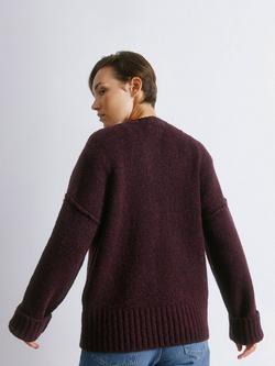 Albaray Cosy Wool Blend Crew Neck Ribbed Jumper - view 2, Burgundy