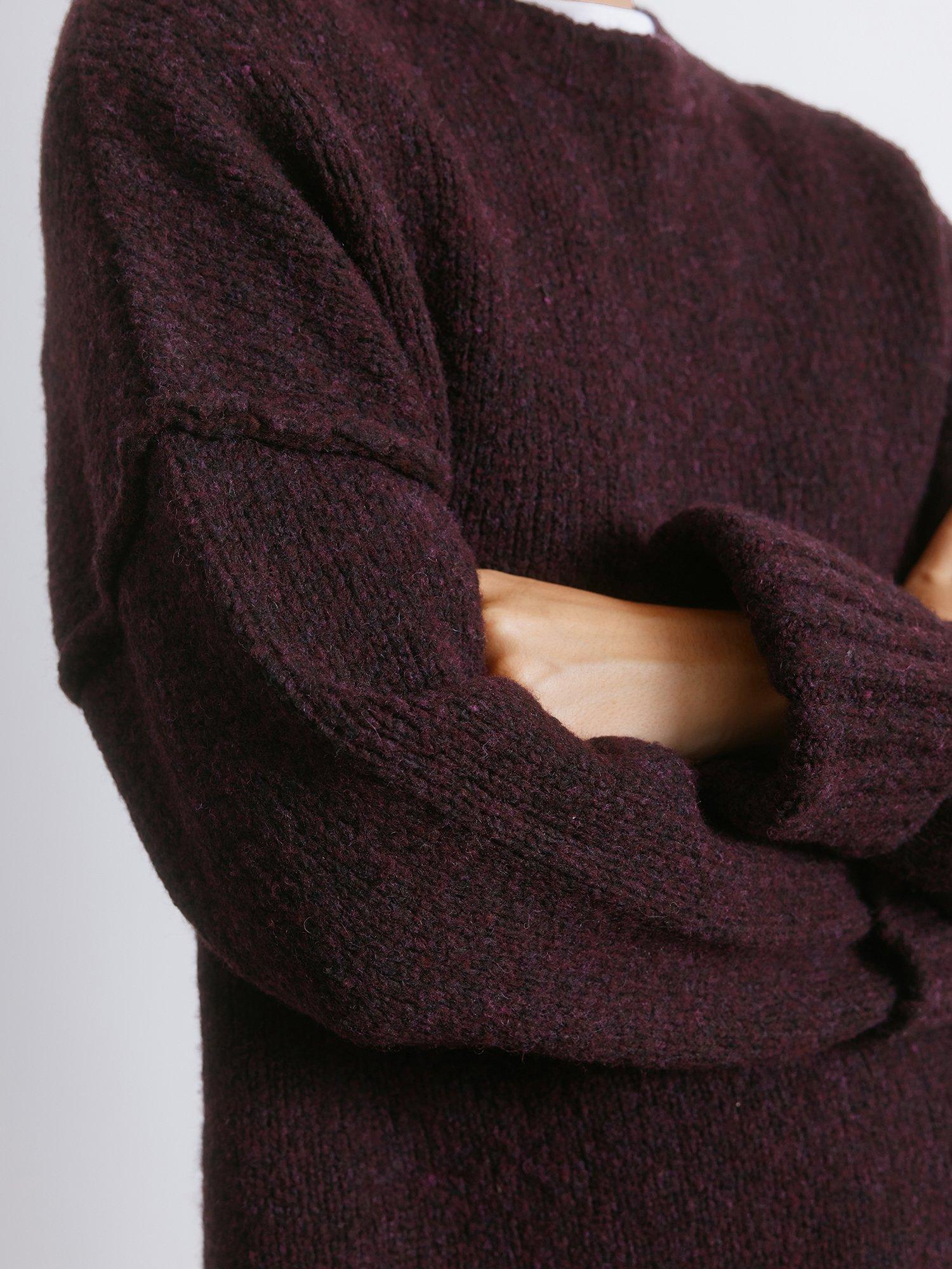 Product image 3 of 4, which shows Albaray Cosy Wool Blend Crew Neck Ribbed Jumper, Burgundy, 8