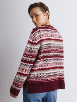 Albaray Fair Isle Crew Neck Jumper - view 2, Burgundy