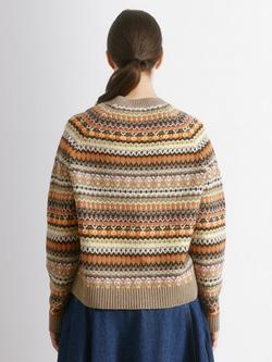 Albaray Fair Isle Crew Neck Wool Blend Buttoned Cardigan - view 2, Beige