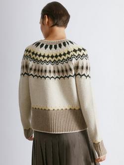 Albaray Fair Isle Yoke Cardigan, Beige - view 2, Beige