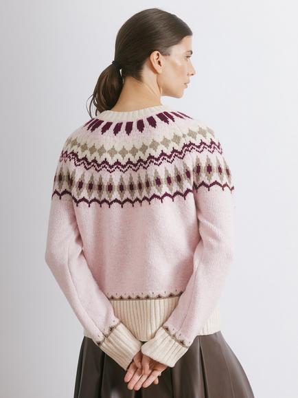 Albaray Fair Isle Yoke Design Wool Blend Jumper - view 2, Pink