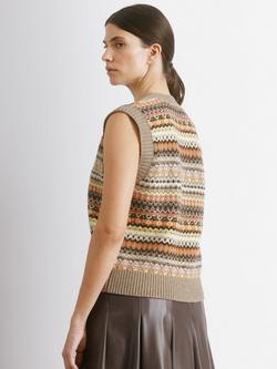 Albaray Fair Isle Wool Blend Buttoned Tank Top - view 2, Beige