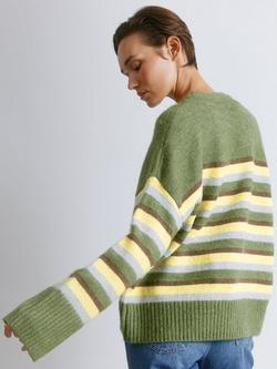 Albaray Ombre Striped Crew Neck Jumper - view 2, Green