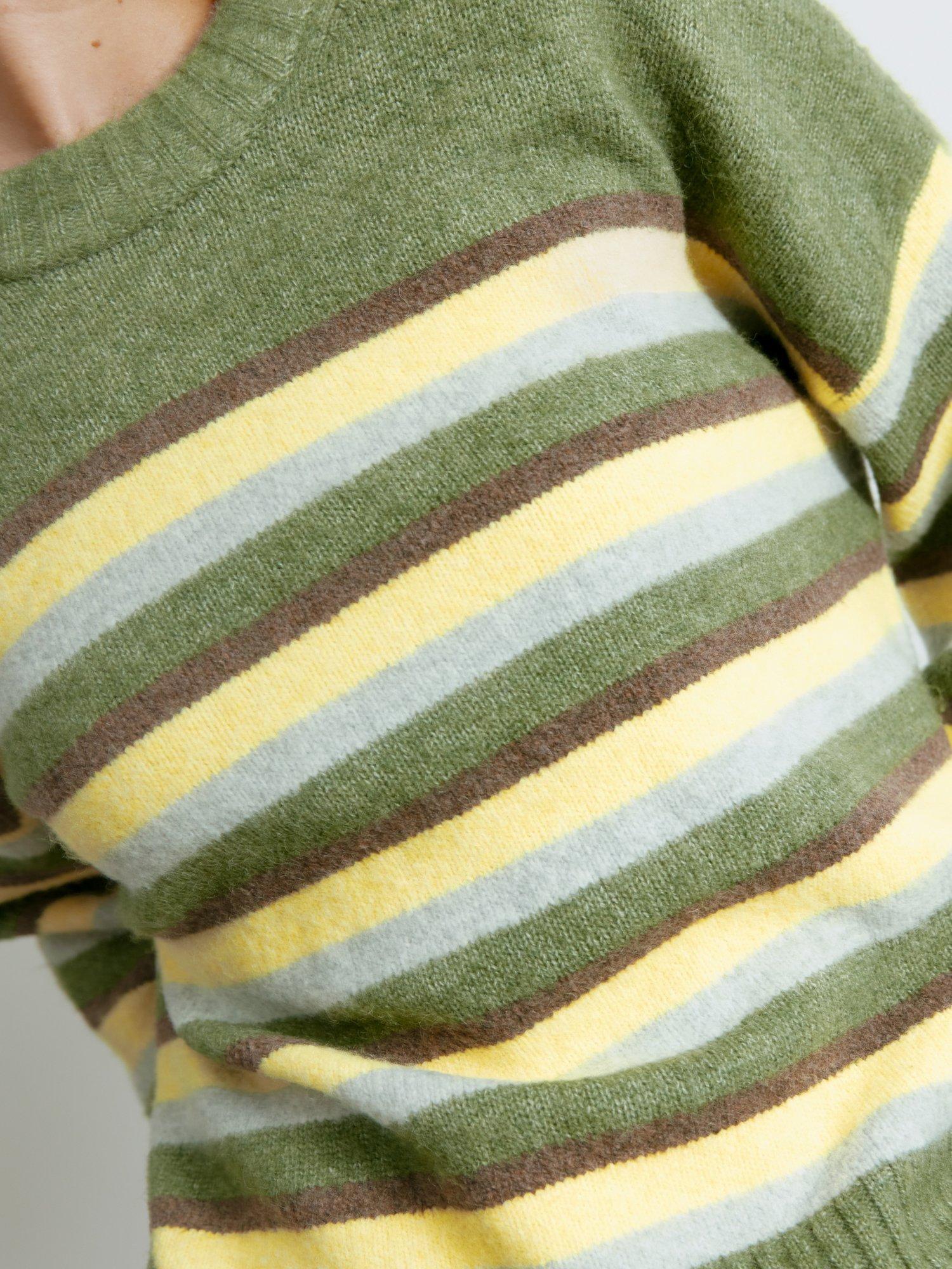 Product image 3 of 4, which shows Albaray Ombre Striped Crew Neck Jumper, Green, 8