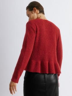 Albaray Deep Ribbed Mohair Blend Yarn Peplum Jumper - view 2, Red