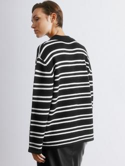Albaray Stripe Long Sleeve Rugby Top - view 2, Black/White