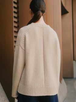 Albaray Ribbed Wool Blend Jumper - view 2, Oatmeal