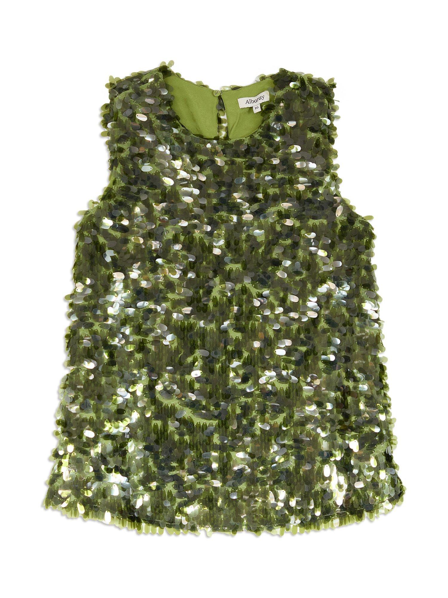Product image 5 of 8, which shows Albaray Drop Sequin Sleeveless Top, Green, 8