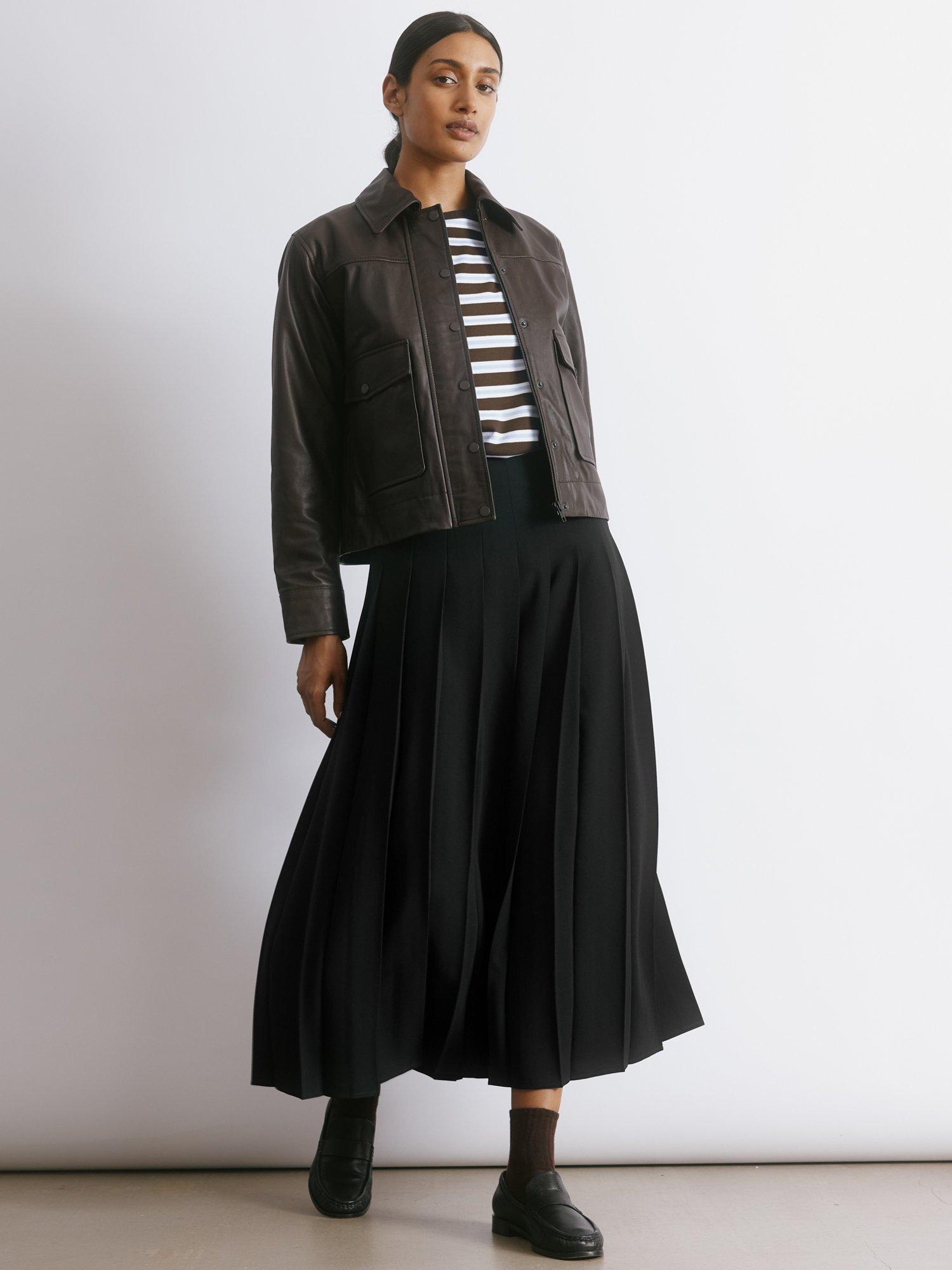 Product image 1 of 6, which shows Albaray Pleated Midi Skirt, Black, 12