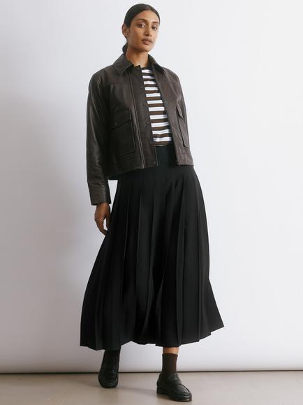 Albaray Pleated Midi Skirt, Black, Black