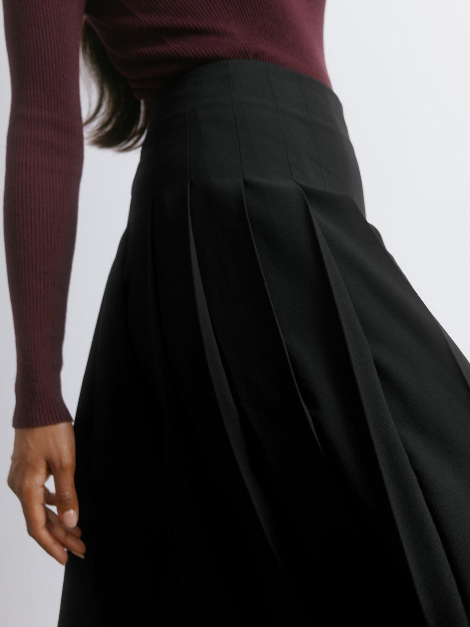 Product image 4 of 6, which shows Albaray Pleated Midi Skirt, Black, 12