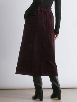 Albaray Corduroy Midi Skirt, Burgundy - view 2, Burgundy