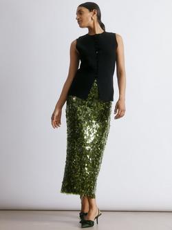 Albaray Drop Sequin Skirt, Green, Green